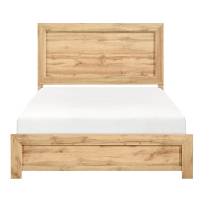 Lit double rustique au fini naturel, lit dans une boîte, tête de lit et rails, panneau de résistance aux éraflures pour la chambre à coucher, stratifié résistant aux égratignures