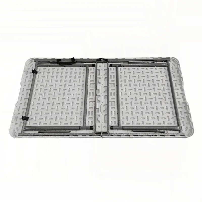 Table pliante réglable en hauteur 4 pi avec poignée facile à transporter - blanc granit