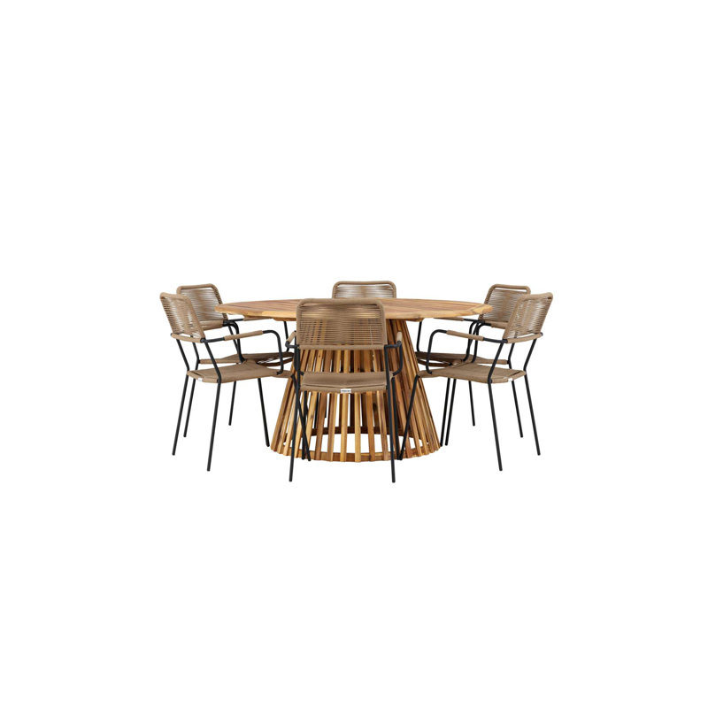 Ashtyn 6 - Person Patio Dining Set with Round Table, Brown
