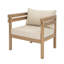Fauteuil club extérieur en bois d'acacia brun clair avec coussins beige déperlants