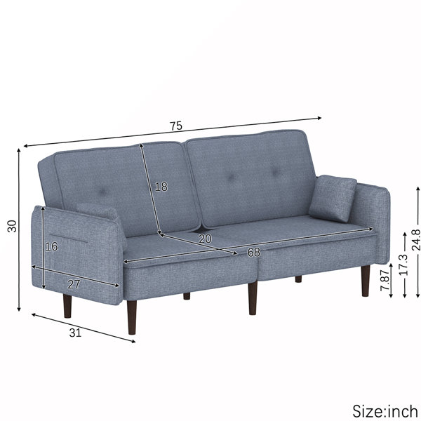 Latitude Run® Burgest 75" Square Arm Sofa Bed - Wayfair Canada