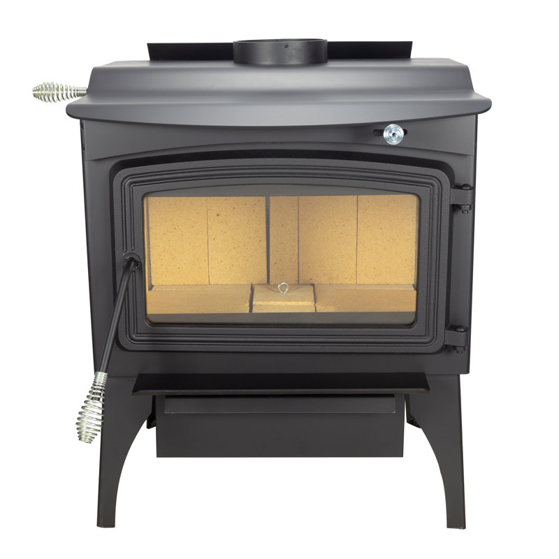 Pleasant Hearth Black Cast Iron Wood Burning Stove with Blower