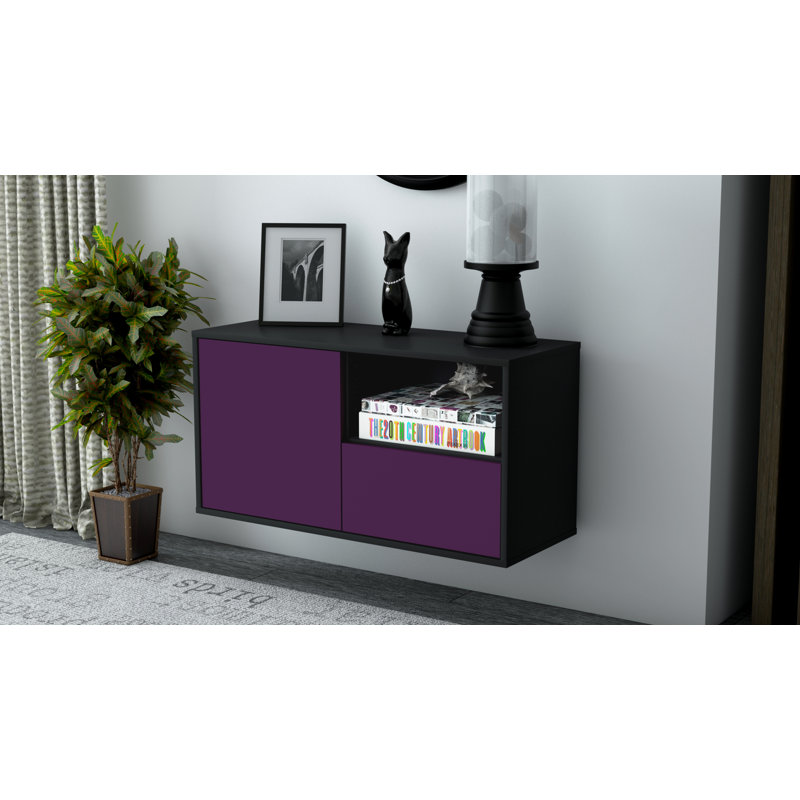 Pomroy Unfinished Floating TV Stand, Purple