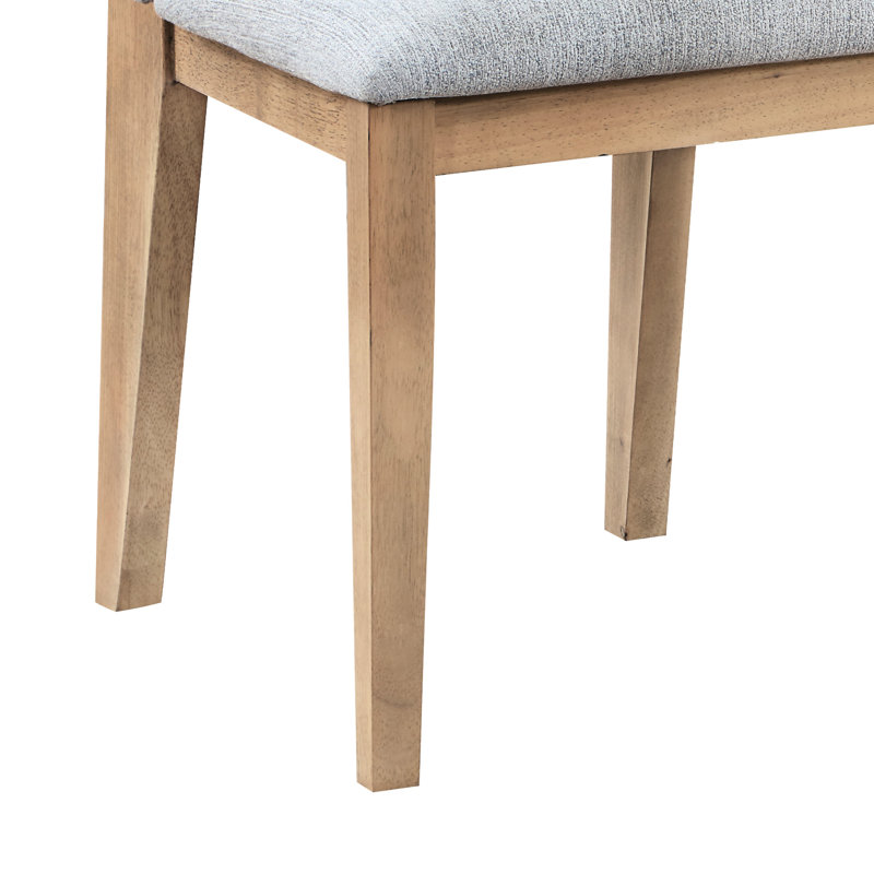 Chaises de salle à manger sans accoudoirs en lin gris et chêne de 19 po de profondeur, assise de 16 po de profondeur, dossier rembourré, parfait pour la cuisine