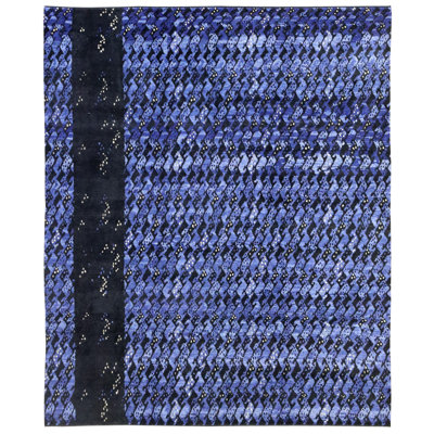 Tapis unique bleu / noir / bleu marine 8 pi 2 po x 10 pi Pile Scandinavian