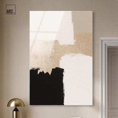 Terre et encre I, décoration murale neutre en acrylique par Art Remedy, prête à être accrochée