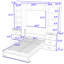 Lit escamotable double en bois avec tablettes de rangement et tiroirs