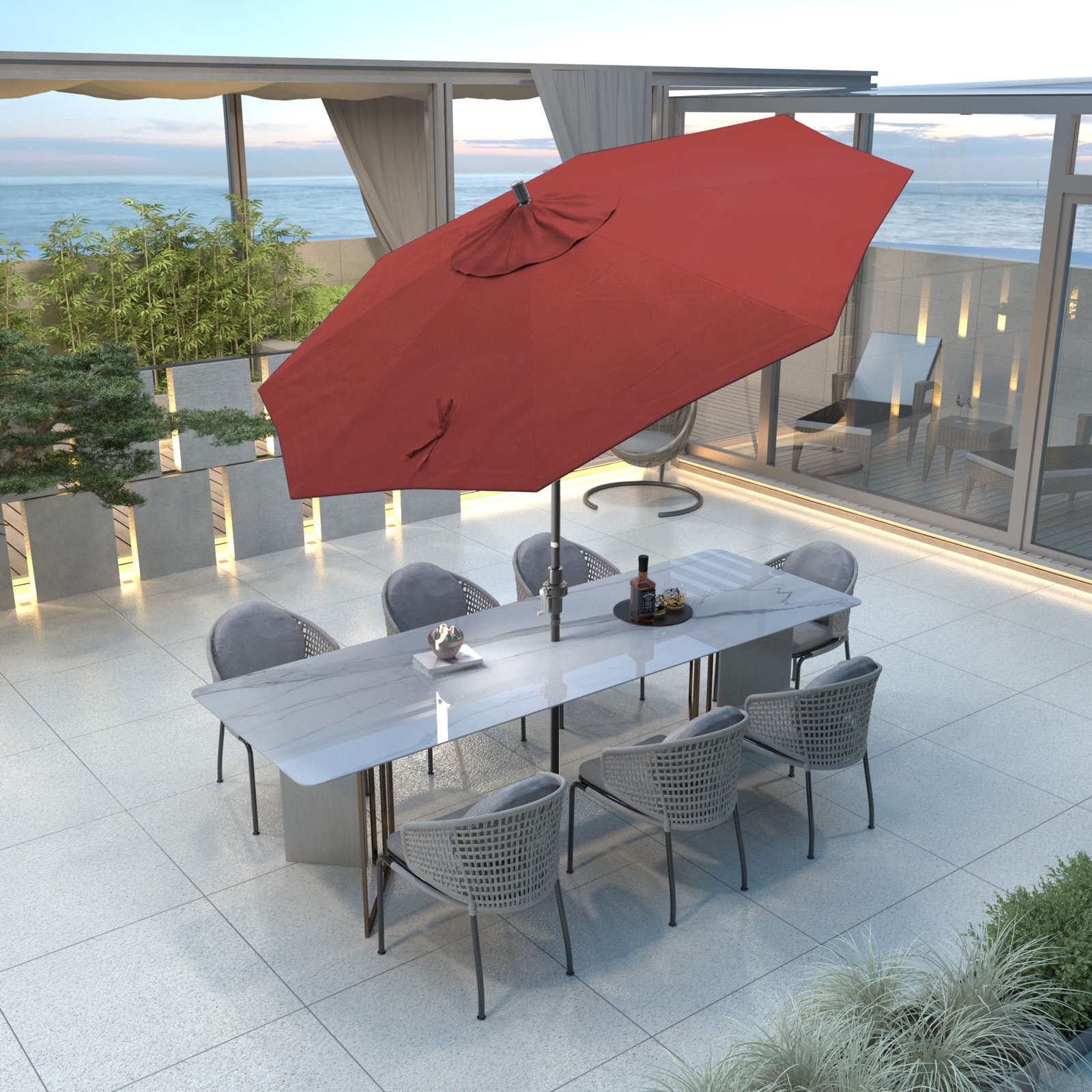 Lowri 108'' Sunbrella® Outdoor Umbrella, Canvas Jockey Red Sunbrella® Canvas