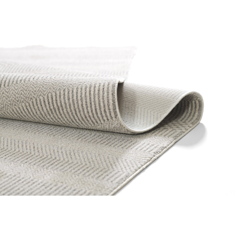 Bungalow Rose Vaniyah Traditional Oriental Polyester Light Grey Area Rug, Rectangle 9' x 12'
