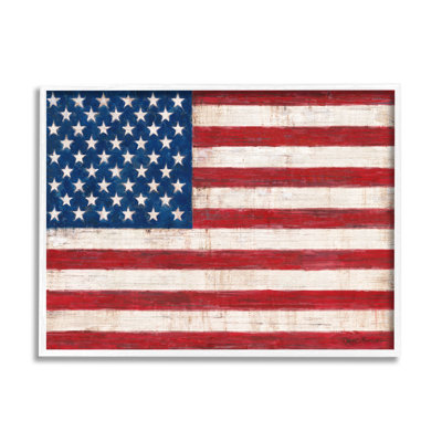 " Rustic American Flag Red White Blue Distressed Pattern " by Ruane Manning