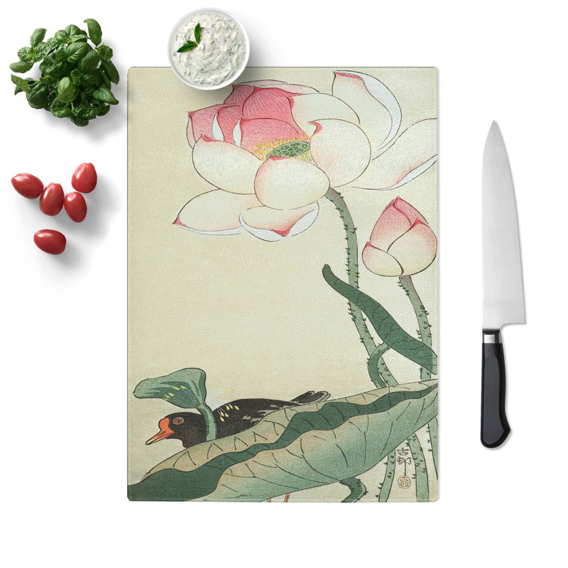 Glass Gallinule With Lotus Flower by Ohara Koson Chopping Board, 28.5 cm W x 20 cm L
