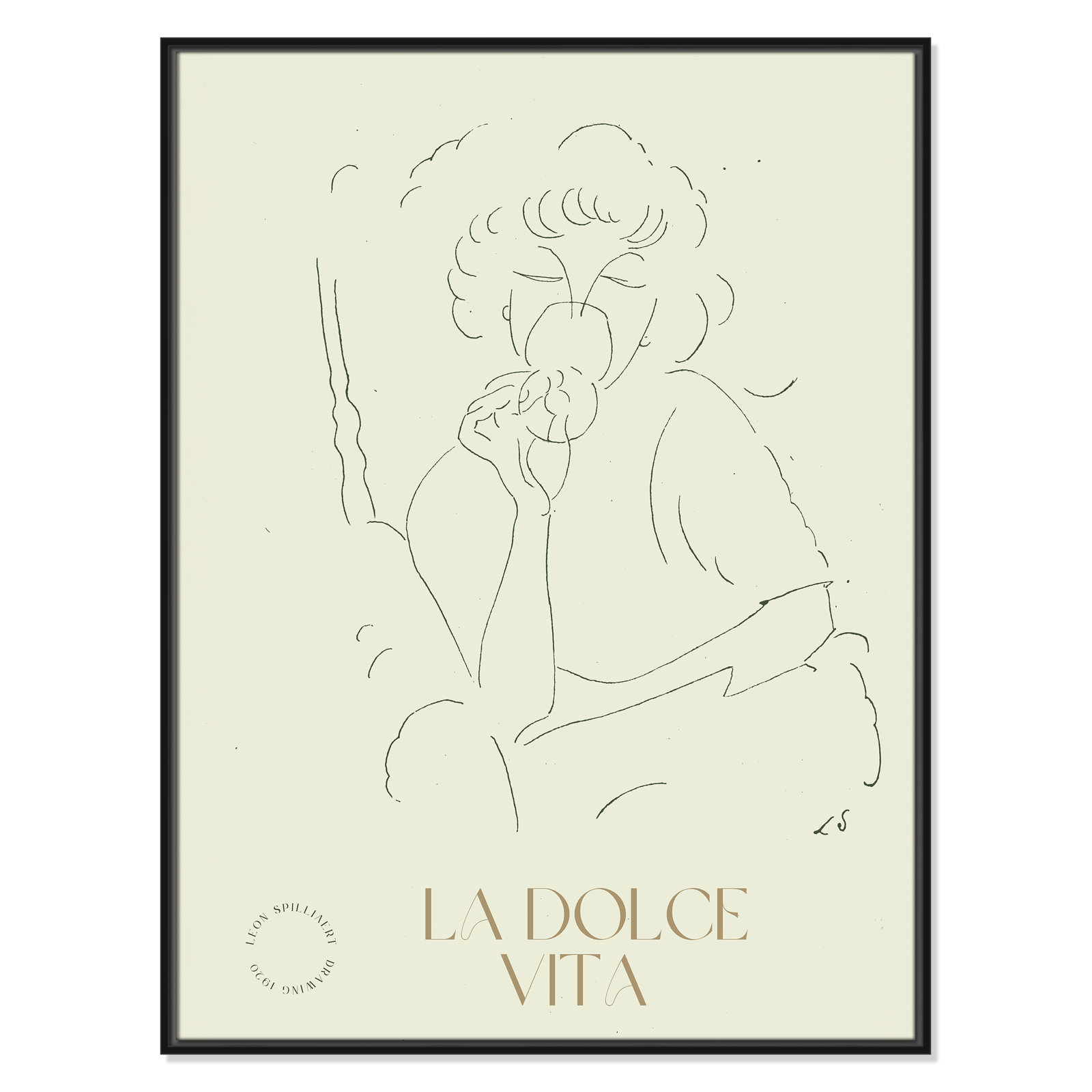 Dottie "La Dolce Vita" Print, 41.5" H x 31.5" W, Black