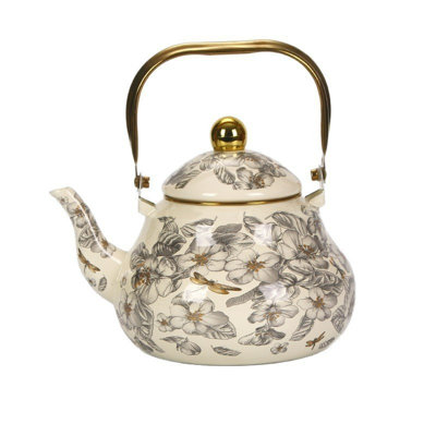 Enamel pot Vintage Style Enameled Tea Kettle Steel Teapot With Floral Colorful Porcelain Enamel Tea Kettle For Stovetop  Home Kitchen Decor