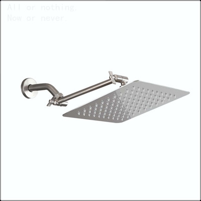 Brushed nickel 10" Square Rainfall & High Pressure Stainless Steel Bath Shower head