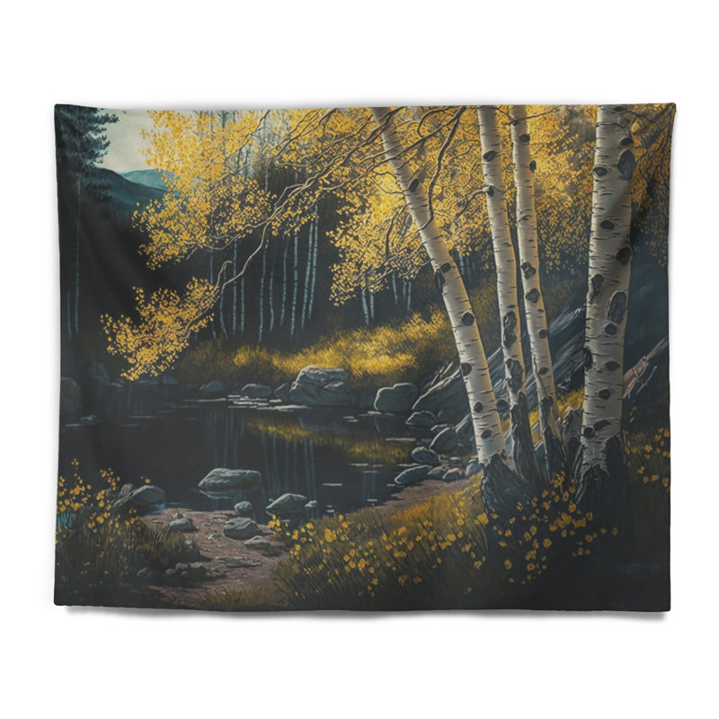 - Tapisserie murale paysage forêt, H 32 po x l 39 po