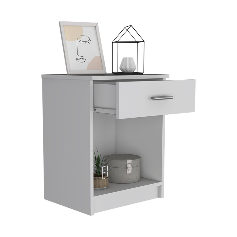 Pictor Bedroom Nightstand, with One Drawer, Lower Shelf, White