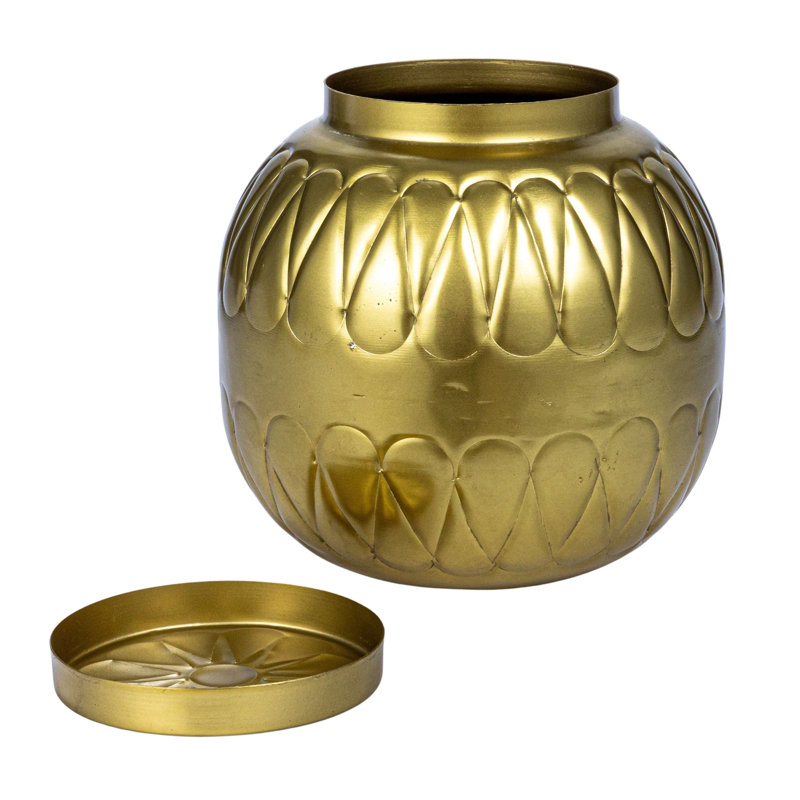 Decorative Embossed Metal Container