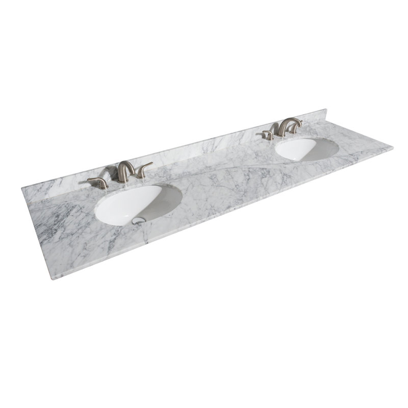 80'' Marble Double Bathroom Vanity Top with Sink