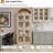 NaturalFarmhouse Arched Glass Door Bookshelf 71.4" Tall Wooden Display Cabinet for Living Room Office