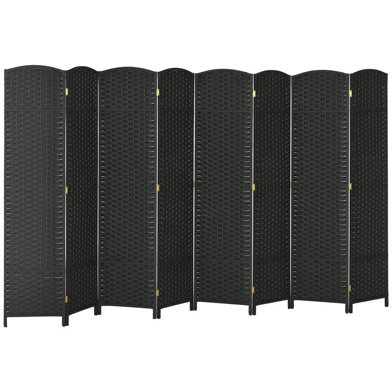 Paravent en bois massif Sipriano, Noir, 8, 66.9" H x 126" W