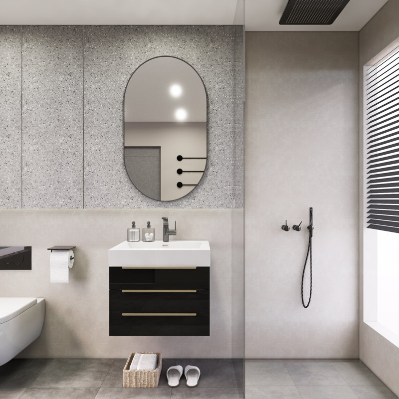 Meuble-lavabo mural simple 24 po Marizol, Noir très lustré