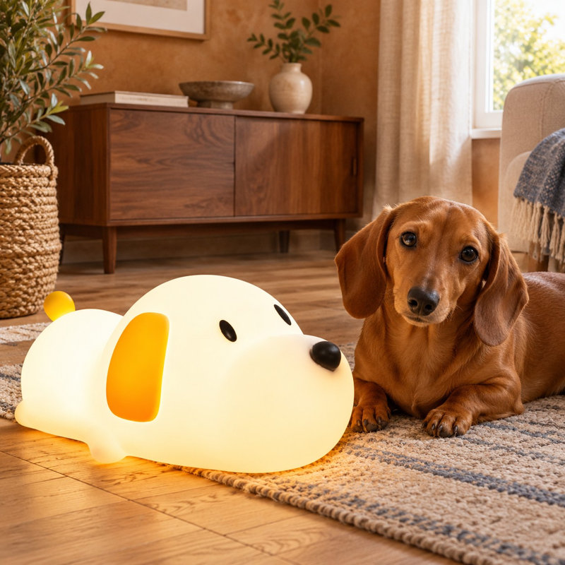 For nursery lighting, camping, parties, or room decor, this super-squishy silicone LED puppy lamp brings a cute kawaii dog design to kids and adults, with USB-rechargeable power, touch control, and dimming (Dog).