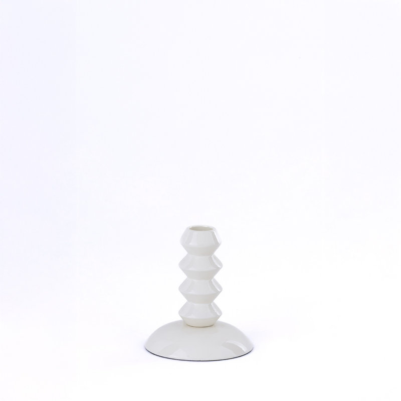 Porte-bougie blanc en aluminium brillant, H 4 po x l 4 po x P 4 po