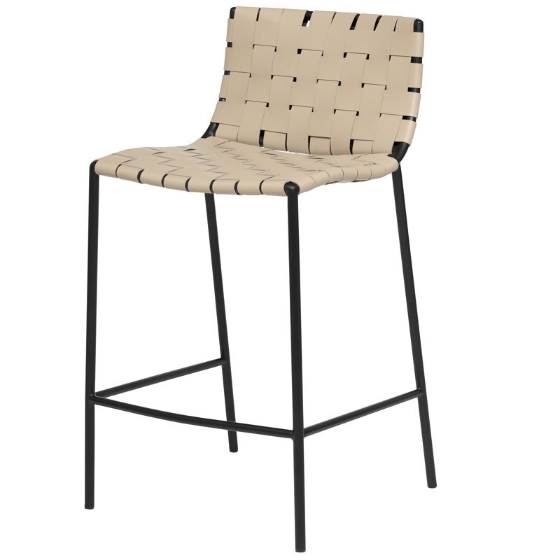 Laimonas Upholstered Counter Stool with Metal Frame, Sand, Counter Stool (25.5" Seat Height)