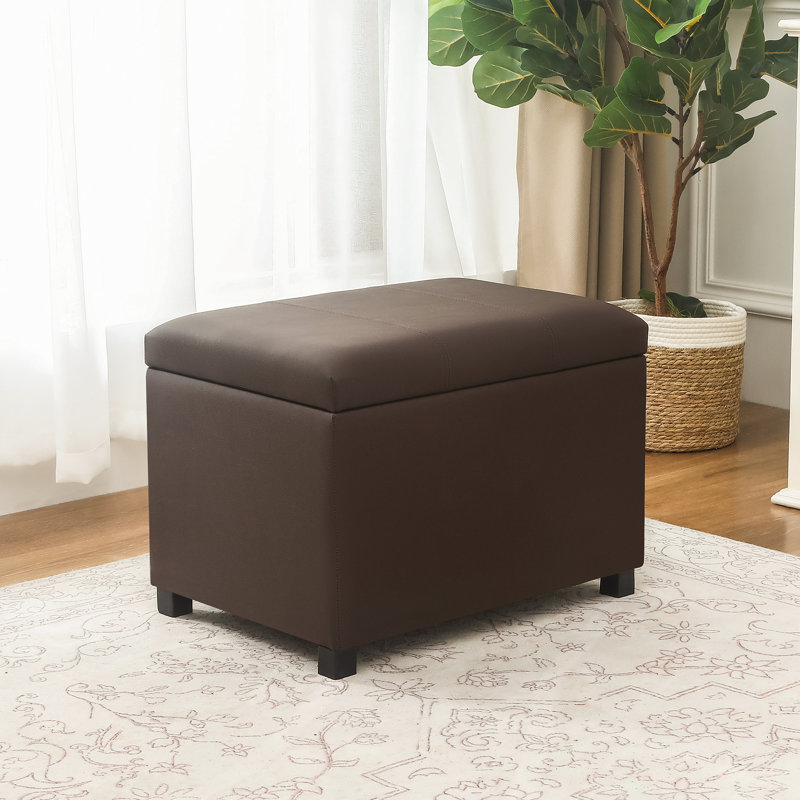 Repose-pieds 24 po en similicuir avec rangement, Marron foncé