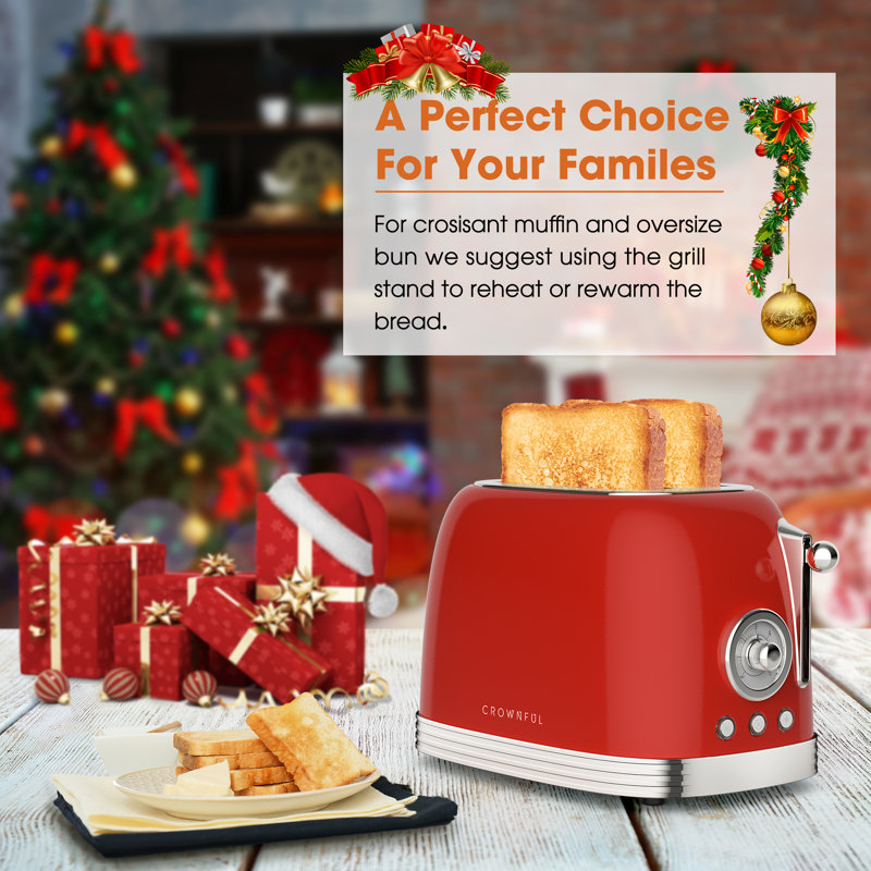 CROWNFUL Toaster Oven with Rotisserie, Red
