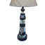 Ensemble de 2 lampes de table captivantes en résine bleu et blanc avec abat-jour en lin, port de charge USB et interrupteur à 3 voies pour un éclairage ambiant personnalisé