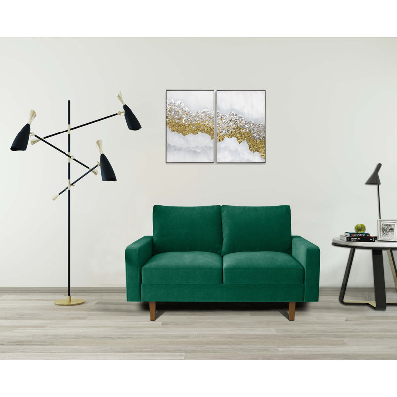 Jekori 59'' Velvet Loveseat, Green Velvet