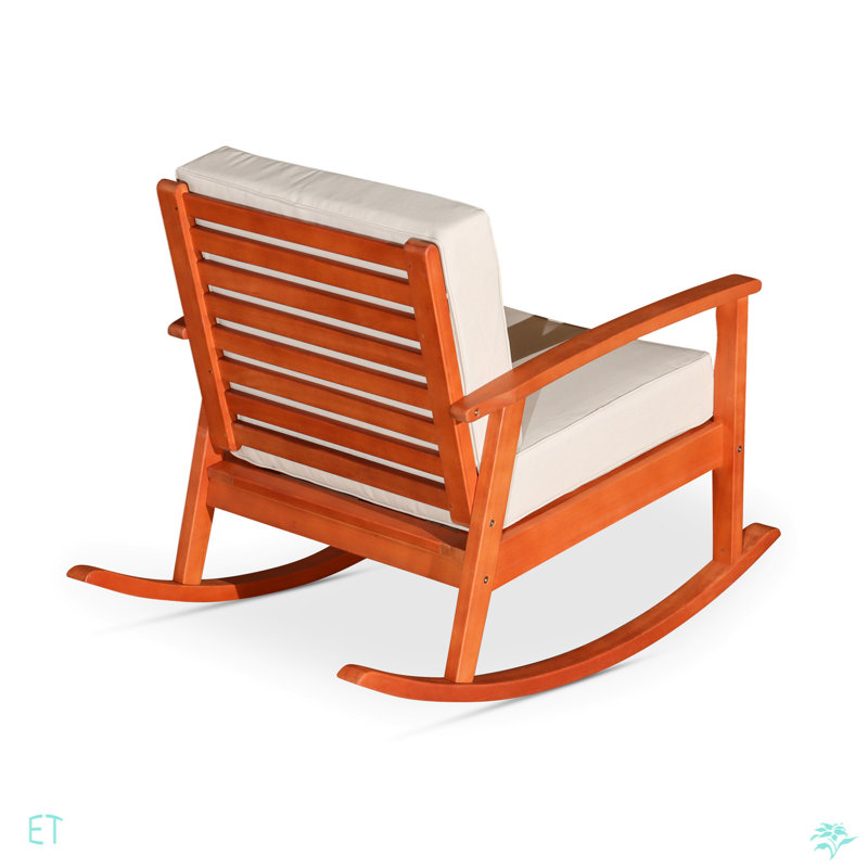 Chaise berçante avec coussins, finition huilée naturelle