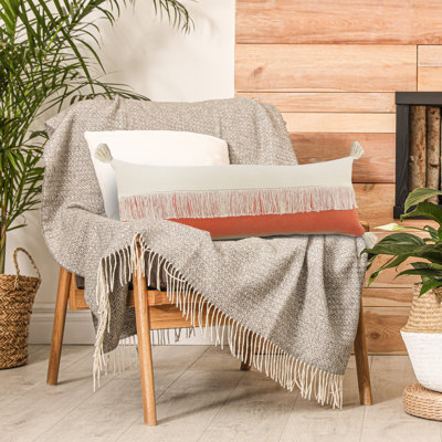 Coussin décoratif à franges 100% coton Contemporary