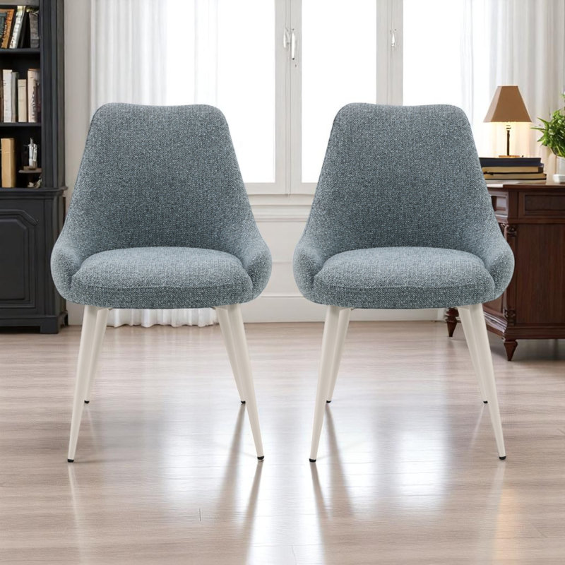 Chaise d'appoint Adams Blue Boucle & Bone White Finish (ensemble de 2)