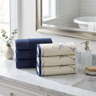 Kreager 500 GSM 100% Cotton Quick-Drying Marble Solid 6 Piece Hand Towels