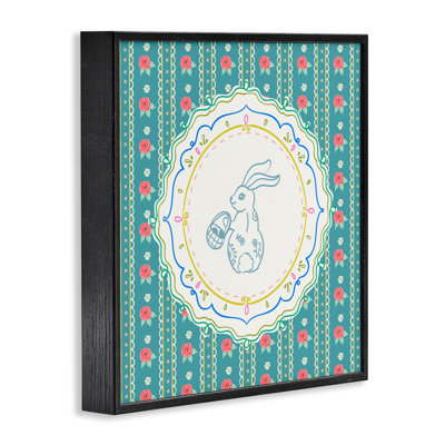 Giclée encadrée de fleurs et de rayures, conception par Angela Steahling