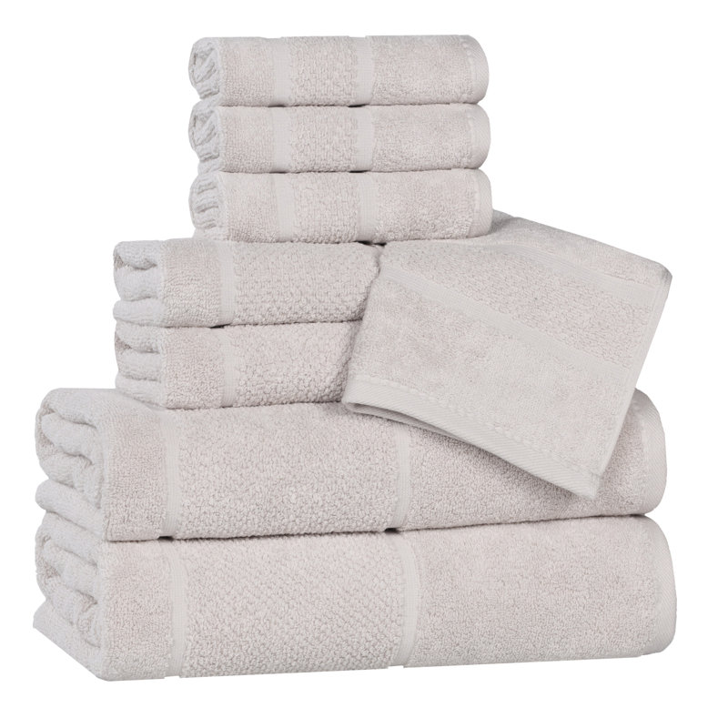 Mile Smart Twist Viscose Cotton Blend Medium Weight Solid Thick Border Towel Set, Silver