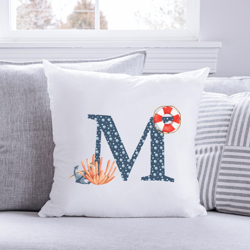 Nautical Sea Life_272 - Coussin décoratif en polyester, H 18 po x l 18 po