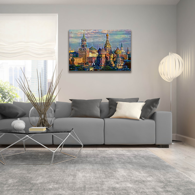 «Moscow Moscow Domes And Peaks» par Pedro Gavidia, art en verre acrylique Wal, H 24 po x l 36 po x P 0,2 po