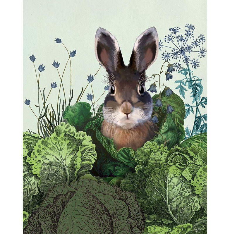 Ophelia & Co. Fab Funky Gallery Wrapped Canvas Art Titled: Cabbage Patch Rabbit 4, 45" H x 36" W