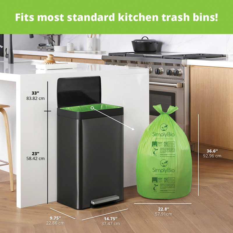13 Gallons PLA And PBAT Based Trash Bags - 30 Count