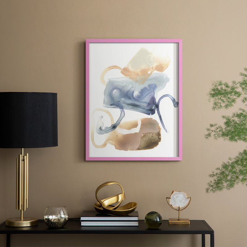Lunar Geology III, reproduction encadrée - bois massif, H 30 po x l 24 po, Encadré rose