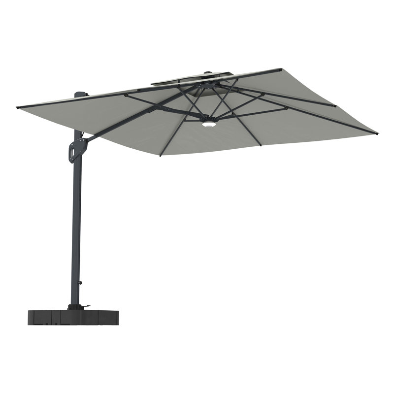 120'' Lighted Cantilever Umbrella, Grey