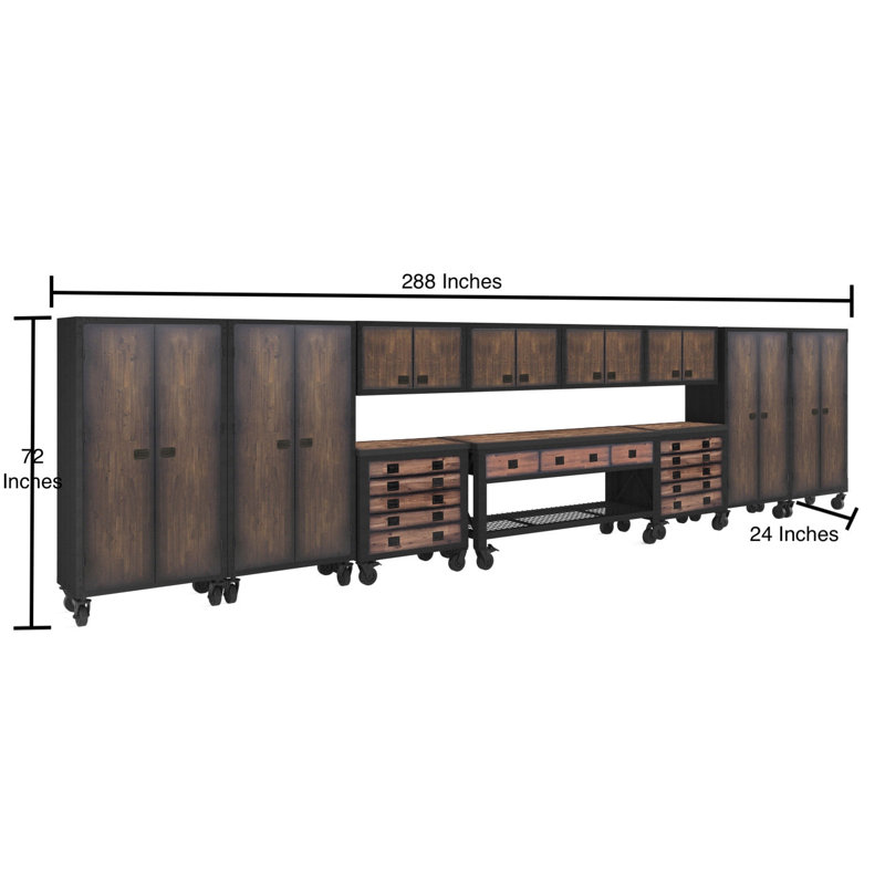 11-Piece Industrial Garage Storage Set with 72 in. Workbench, 2 Tool Chests, 4 Wall Cabinets & 4 Freestanding Cabinets