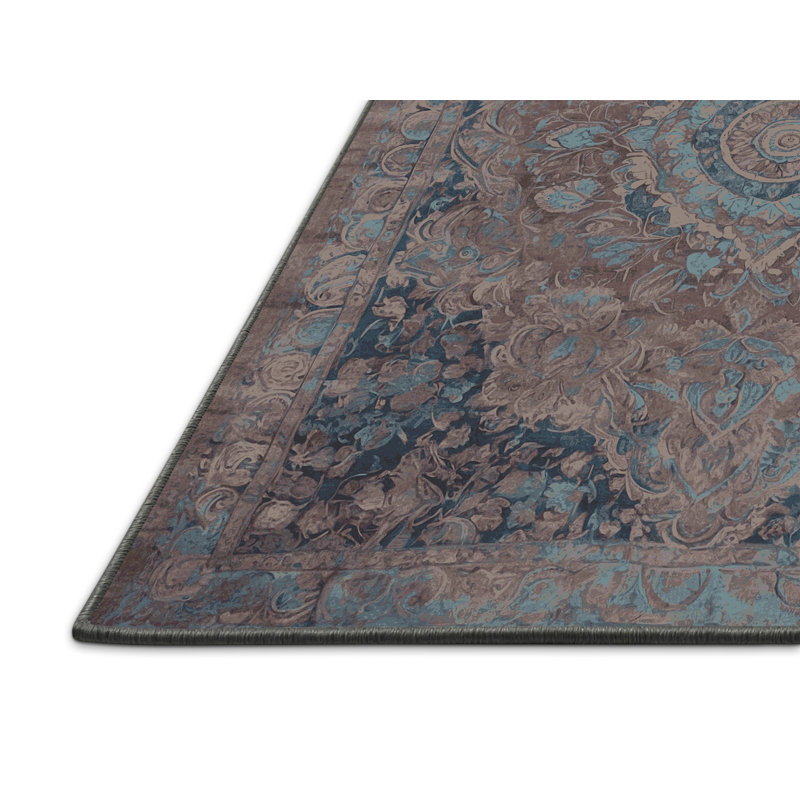 Tapis gris soyeux et moelleux, Rond 5 pi
