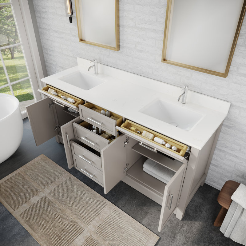 Smithshire 72 po Meuble-lavabo avec tiroir, Gris chaleureux