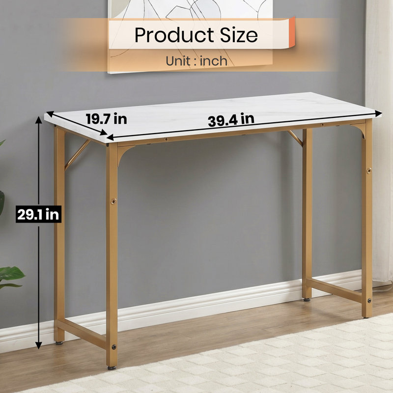 Office Desk Small Computer Desk Study and Writing Table Simple Modern Desk with Metal Frame for Home Office