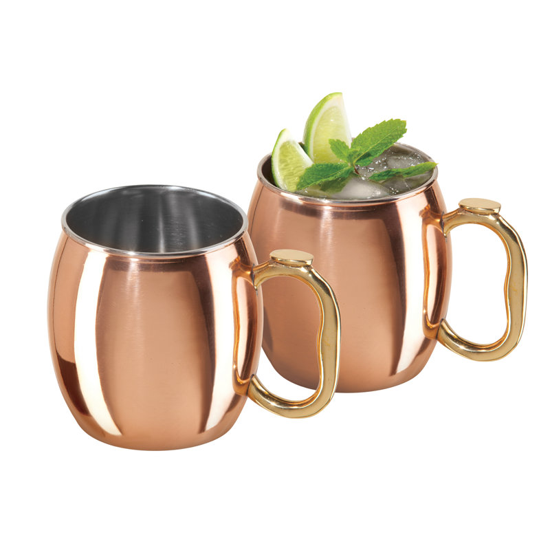 Copper Plated 20oz Moscow Mule Mugs with Brass Handles - Set of 2