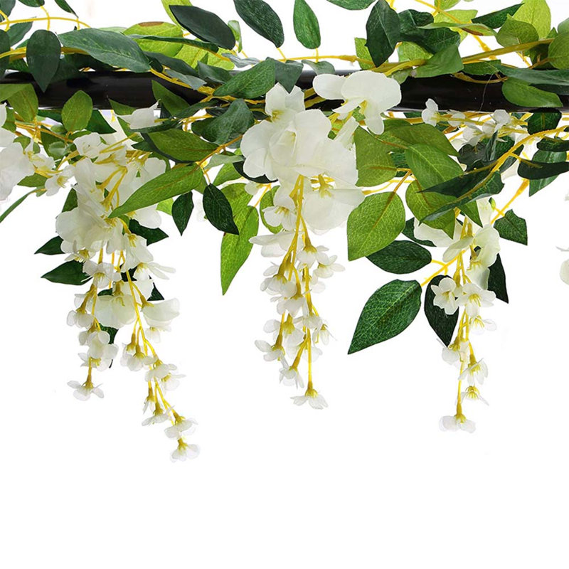 2pcs Lifelike Hanging Wisteria Flowers Garland, White